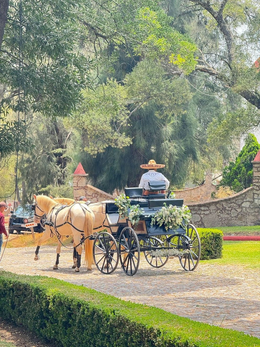 Carruaje tirado por caballos para bodas y XV años en la hacienda