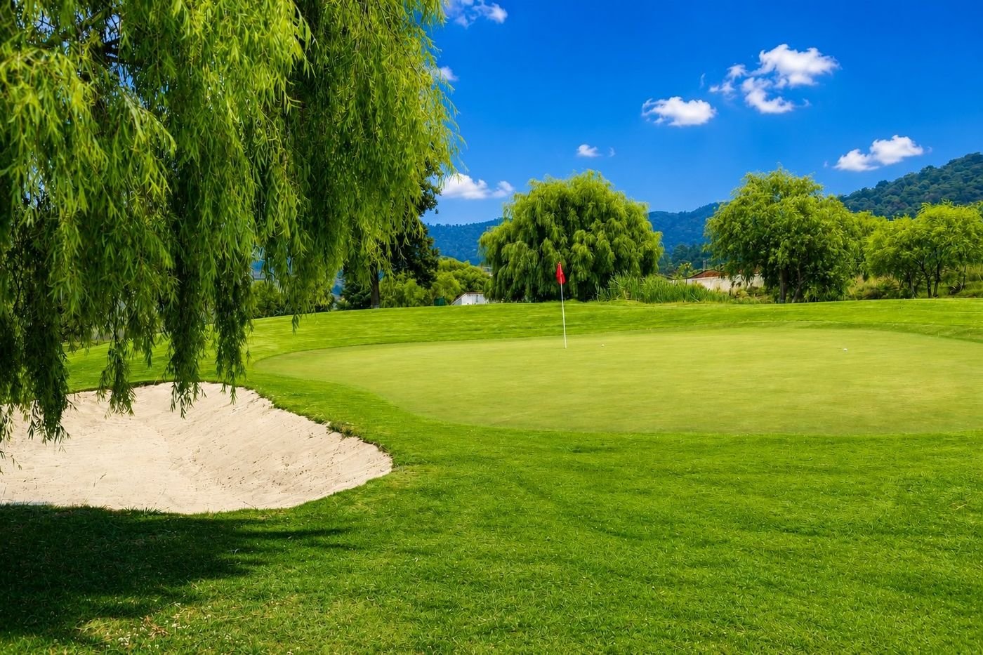 Green con bunker del campo de golf par 55 en el Estado de México